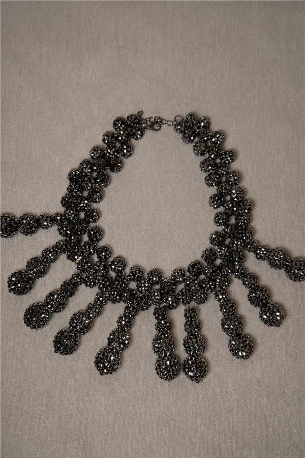 Alvin El Yapımı Siyah Boncuklu Damla Detaylı Kolye